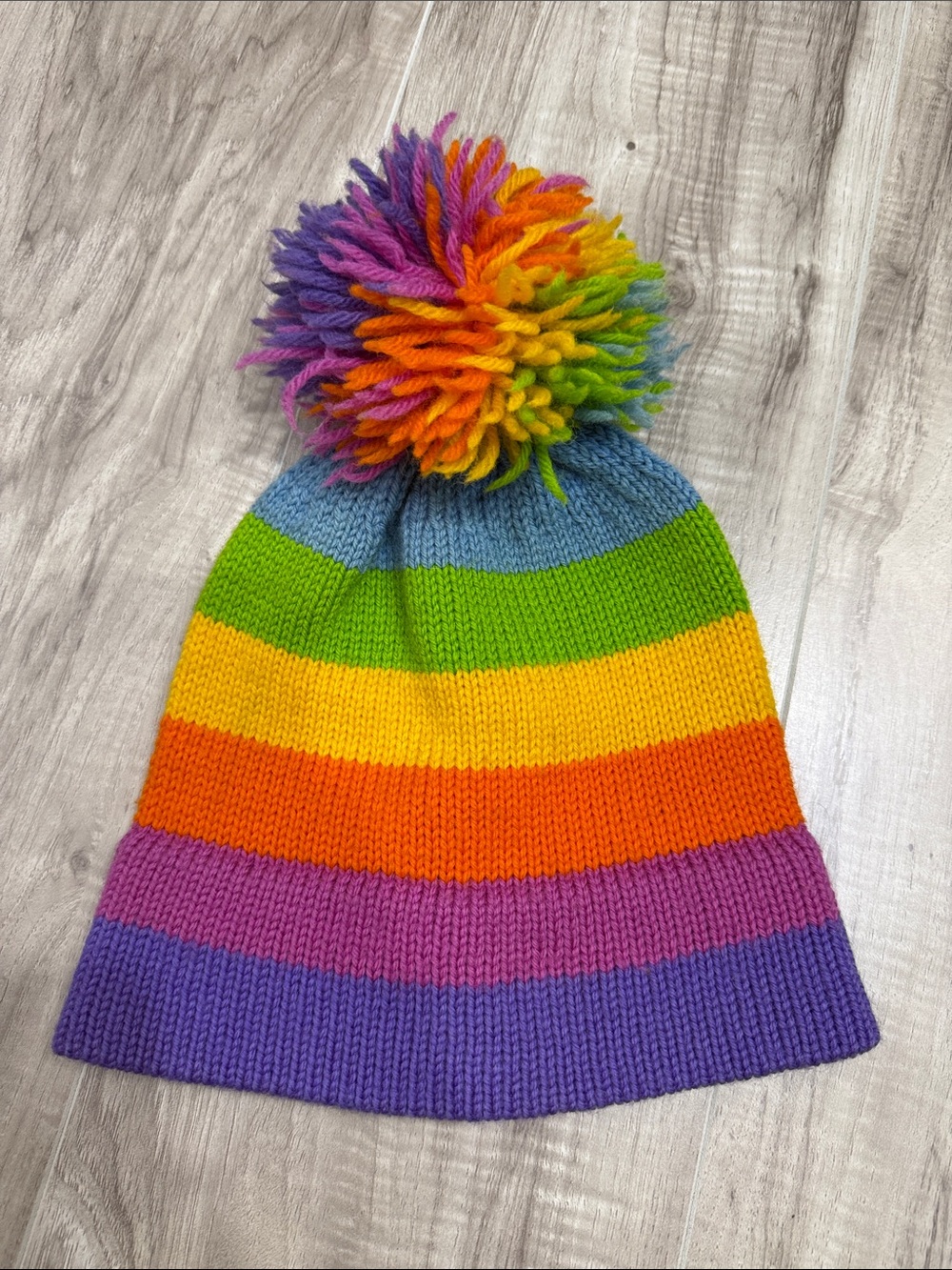 The Mounting Lid Vintage Rainbow Pom Beanie